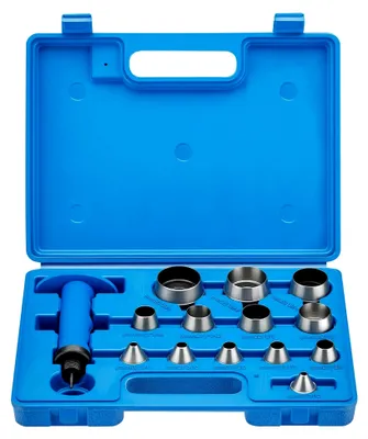 Produktbild von Lochstanzer Set 13-teilig, Locheisensatz aus Stahl, Stanzwerkzeug 5-35 mm, inkl. Aufbewahrungsbox