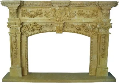 Produktbild von Casa Padrino Luxus Barock Kaminumrandung Gelb 200 x 40 x H. 150 cm - Handgefertigte Kaminumrandung aus hochwertigem Marmor - Kamin Deko Accessoires - Marmor Möbel im Barockstil