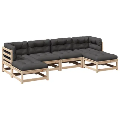 Image de vidaXL Ensemble de 6 canapés de jardin avec coussins en pin massif