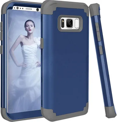 Produktbild von Galaxy S8 Plus Hülle, LaimTop Heavy Duty 3 in 1 Hybrid Hart PC Flexibel TPU Silikon Stossfest Kratzfest Tasche Schutzhülle für Samsung Galaxy S8 Plus Navy blau