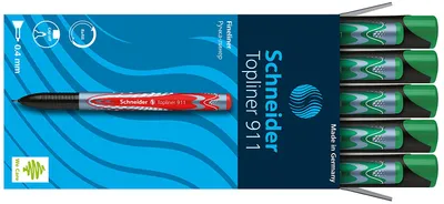 Produktbild von Schneider Topliner 911 Fineliner (Wechselmine, 0,4 mm) 10er Packung grün