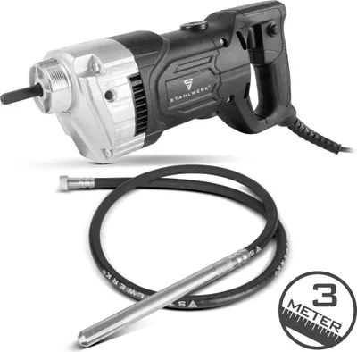 Produktbild von STAHLWERK Betonverdichter 900W mit Rüttelflasche 35mm 3m Innenrüttler Betonbau