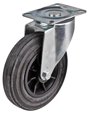 Immagine prodotto di Ruota girevole in gomma con disco in plastica da 200 mm, fino a 80 kg