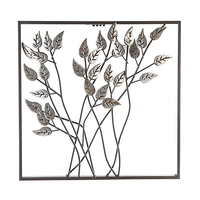 Immagine prodotto di GILDE Rilievo da parete, quadrato, "Leaves", motivo a foglie, metallo, colore argento, , L. 30 cm, H. 30 cm 74742