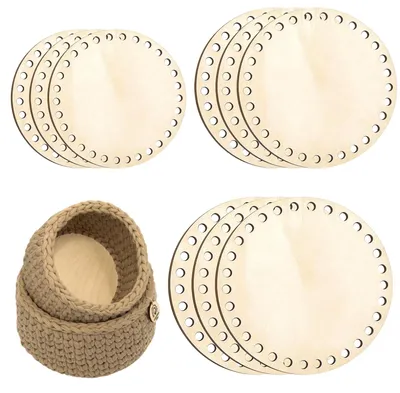 Produktbild von Runde Holzböden für Häkelkorb - Set aus 9 Stück - Zum Häkeln - 10 cm, 15 cm und 17,5 cm