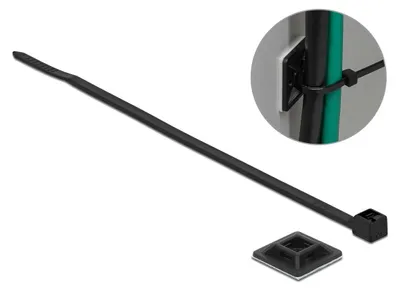 Productafbeelding van Bevestigingsvoet 20 x 20 mm met kabelbinder, lengte 200 mm, breedte 2,5 mm (zwart, 10 paar)