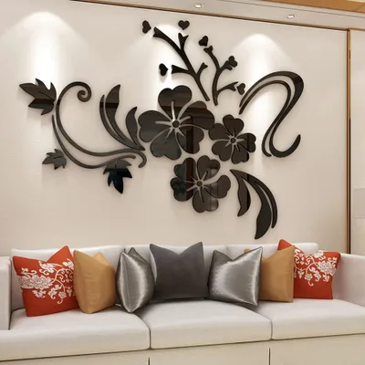 Imagen del producto de Muursticker Bloem - Adhesivo de pared acrílico 3D - Decoración de pared para sala de estar - Autoadhesivo