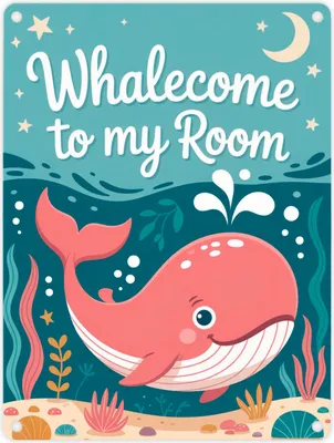 Produktbild von Pinker Wal Metallschild in 15x20 cm Whalecome to my room