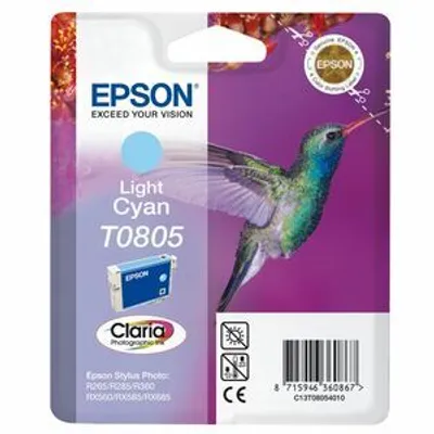 Produktbild von Epson Hummingbird Singlepack Light Cyan T0805 Claria Photographic Ink, Helle Cyan, Tinte auf Pigmentbasis, 7,4 ml, 1 Stück(e)