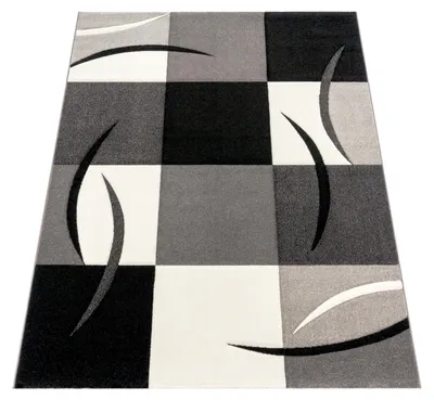 Produktbild von Wohnzimmer Teppich In Versch. Farben und Größen Karo Muster Streifen 3-D Design Kurzflor Grösse 80x150 cm