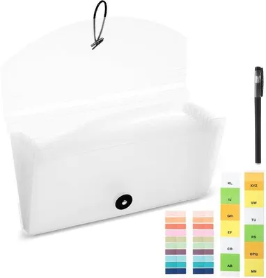 Immagine prodotto di Portadocumenti trasparente con 13 scomparti, apribile, per documenti, fatture, scontrini, agende, 26 x 15 cm