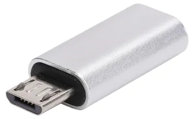 Zdjęcie produktu dla Przejściówka Type-C: złącze żeńskie – Micro USB męskie, kabel do transmisji danych i ładowania telefonów komórkowych (srebrny)