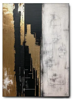 Image de Giallobus - 15 - Astratto noir et or - Giallobus - 70L x 100l cm - Tableau - Toile à cadre standard