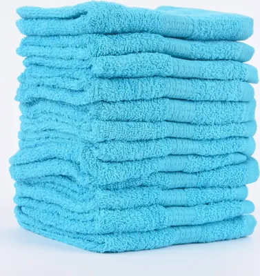 Produktbild von 12er Set Gästehandtücher 30x50cm Qualitätsfrottee 100% Baumwolle 500g/qm einfarbig Farbe türkis
