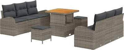 Produktbild von vidaXL Gartensofa-set 9 stk. Grau Poly-Rattan