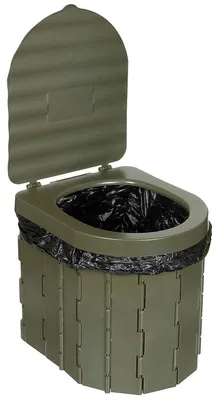 Produktbild von Faltbare Campingtoilette oliv, Sitzhöhe 30 cm, Packmaß 28x33,5x7,5 cm, bis 150 kg