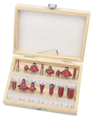 Immagine prodotto di Solidchoice - Set di frese per lavorazione del legno YG6X, composto da 15 pezzi, con attacco da 1/4 di pollice