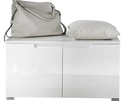 Produktbild von Garderoben-Set SPICE in weiss Hochglanz Hochschrank Schuhschrank Bank Paneel