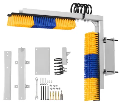 Obrázek produktu pro Škrabací kartáč SucceBuy s držákem, oboustranný kartáč pro zvířata, 43 × 10 cm, masážní a ošetřovací pomůcka k úlevě od svědění na zádech u koní, skotu, ovcí a prasat, žlutá a modrá