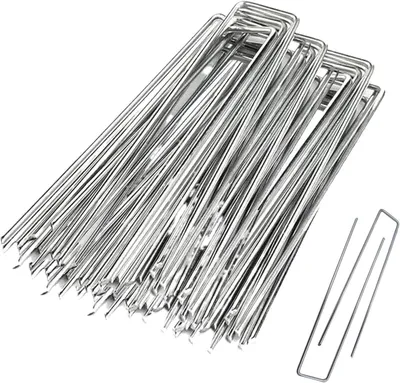 Image de Poteaux en forme de U pour jardin - Tiges de tente - Poteaux de clôture - Fixation au sol - Acier galvanisé - 14 cm - Argenté