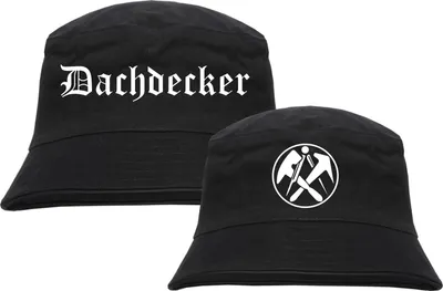 Produktbild von Dachdecker Fischerhut - Altdeutsch - bedruckt - Bucket Hat Anglerhut Hut S/M Schwarz