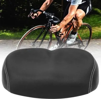 Produktbild von Weicher und bequemer Fahrradsattel aus Kunstleder - Breit - Stoßdämpfer - Atmungsaktiv - Dämpfung - Für Mountainbike und Rennrad