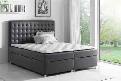 Produktbild von Boxspringbett Schlafzimmerbett CARIN Kunstleder Schwarz 180x200cm