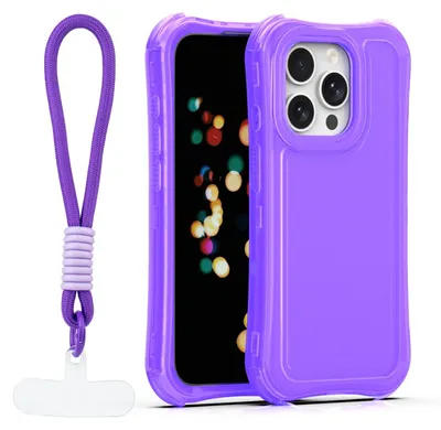 Zdjęcie produktu dla Nakładka Safepop Ze Smyczą Do Iphone 15 Pro 6,1" Fioletowa