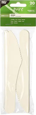 Produktbild von PAPSTAR Messer aus Papier "pure", 15,8 cm, weiß, umweltfreundlich | Beutel (20 Stück)