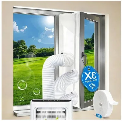 Produktbild von FastShopping - Fensterdichtung 400 cm für mobile Klimaanlage - Energieeffizientes Fensterdichtung für Trockner - keine Bohrer, weiß