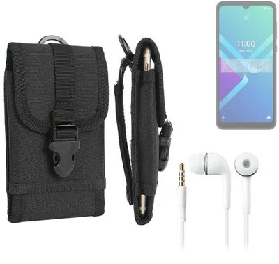 Produktbild von K-S-Trade Holster Schutz Hülle kompatibel mit Wiko Y82 Gürteltasche Handy Hülle Tasche outdoor Seitentasche schwarz 1x + Kopfhörer