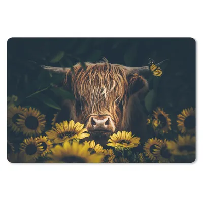 Produktbild von MuchoWow® Mauspad Mousepad Schottische Highlander - Blumen - Kuh - Botanisch - Tiere 27x18 cm - Mousepads - Maus Mat - Pad - Mausunterlage - Büroartikel - Desk Matten