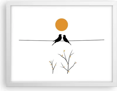 Produktbild von Gerahmtes Poster - Weißer Rahmen - Bild Vögel Sonne - 40x30 cm - Wand Bild - Wanddeko - Wandbilder - Kunstposter - Wandposter - Bilderrahmen - Bilder - Kunstdruck - Wanddekoration - P2WAA40x30-4772