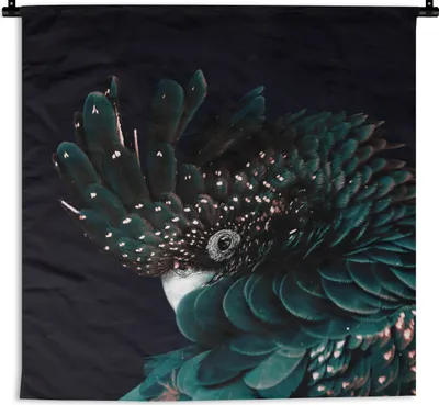 Produktbild von MuchoWow® Wandteppich Wandbehang Kakadu - Grün - Weiß 150x150 cm Tapisserie Dekoration Wandtuch - Wohnaccessoires - Modernes