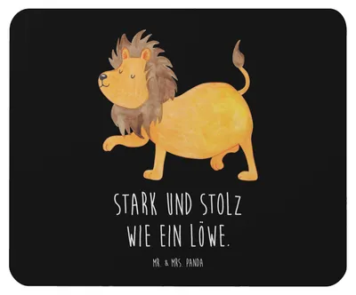 Produktbild von Mr. & Mrs. Panda Mauspad Sternzeichen Löwe - Schwarz - Geschenk, August, mousematte, pc, Geburtstag Juli, Mousepad, laptop, Mouse Pad, König Der Tiere