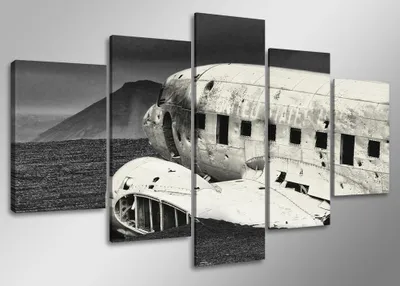 Produktbild von 5501 Verlassenes Flugzeug Wüste Leinwandbild 160x80 cm