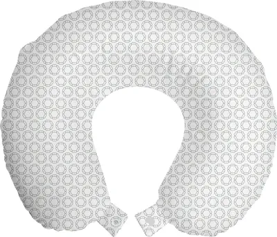 Produktbild von ABAKUHAUS Minimalistisch Reisekissen Nackenstütze, Kreisförmige Blütenblätter Blume, Schaumstoff Reiseartikel für Flugzeug und Auto, 30x30 cm, Weiß Pale Taupe