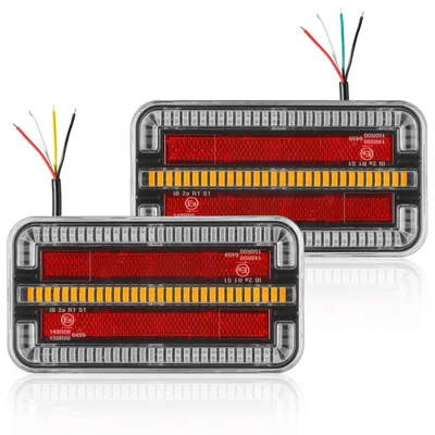 Obrázok produktu pre 2 kusy obdĺžnikových LED zadných svetiel pre prívesné vozidlá, 12V/24V, univerzálne