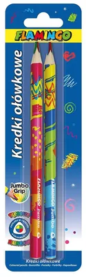 Produktbild von Jumbo-Buntstifte „Regenbogen“, 2 Stück, Flamingo, Blisterverpackung
