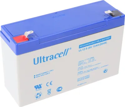 Zdjęcie produktu dla Akumulator ołowiowy Ultracell UL12-6, 6 V, 12 Ah, ze złączami Faston 4,8 mm