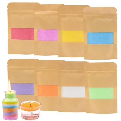 Produktbild von Kerzensand Set mit 10 Dochten, 8 Farben, 240g, Paraffinwachs, raucharm, geruchsneutral