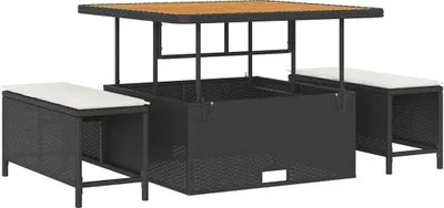 Obrázok produktu pre Záhradný jedálenský set Čierna polyratan