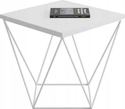 Productafbeelding van Draadframe koffietafel, vierkant, industriële loftstijl, wit + mat wit