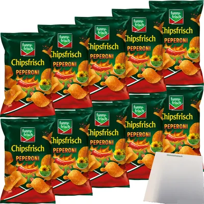 Produktbild von Funny-Frisch Chipsfrisch Peperoni (10x150g Tüten) + usy Block