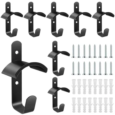 Produktbild von 8 Stück Trensenhalter Pferd, Metall Trensenhalter mit Rostschutz Beschichtung, mit Haken und Schrauben, Gertenhalter für Stallungen Sattelkammern