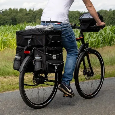 Produktbild von Haberland Doppeltasche Touring Max schwarz - große Gepäckträgertasche für Tou...