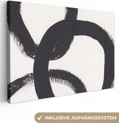 Produktbild von OneMillionCanvasses® - Leinwandbilder - 150x100 cm, Abstrakt - Formen - Schwarz - Kreise, Wandbilder Kunstdruck Wanddekoration - Foto auf Leinwand - Gemälde auf Holzrahmen