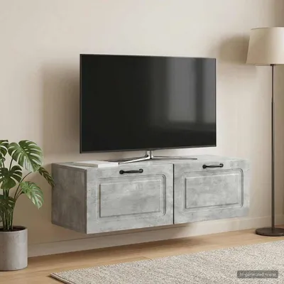 Zdjęcie produktu dla Maison Exclusive – szafka pod telewizor do montażu na ścianie, kolor betonowy, 98 x 41 x 30 cm