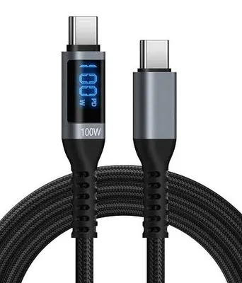 Zdjęcie produktu dla Kabel USB c 100W 1 2M do iphone 15 macbook szybkie ładowanie LED