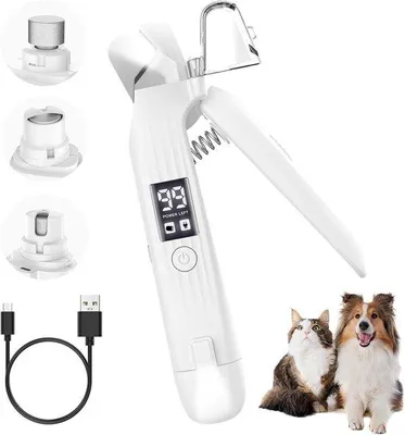 Produktbild von Elektrische Nagelvijl für Hunde und Katzen, Nagelknipper für Kätzchen mit elektronischem Display, ladebares USB-Netzteil für Haustiere